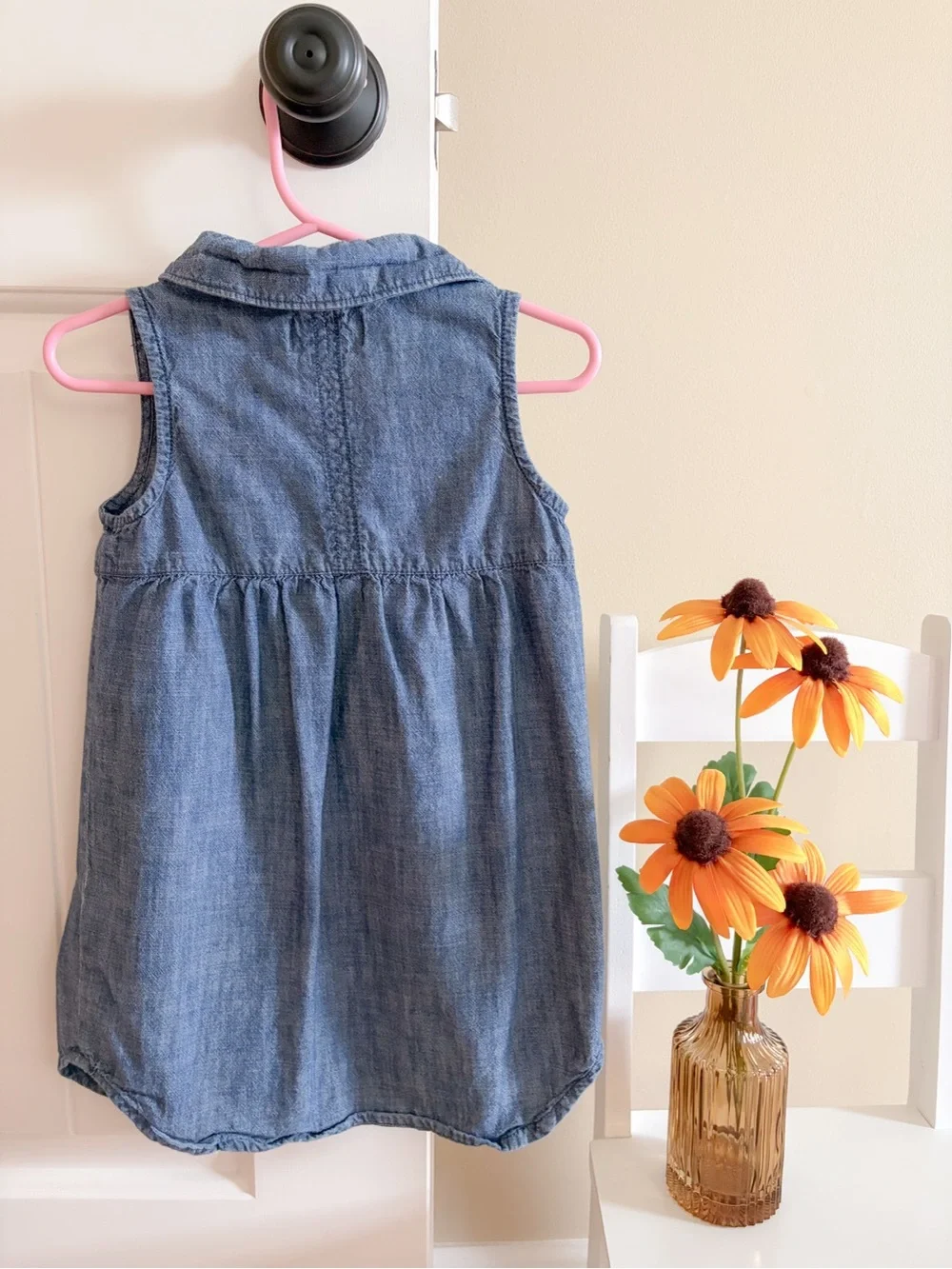 Old Navy Toddler Girl Sleeveless Chambray Button Dress - Blue